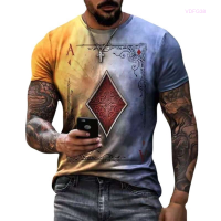 Style Summer New Men HOT T-shirt Playing Cards 3d Printed T-shirt Short Sleeves Round Neck Xs-6xl Size：S-5XL