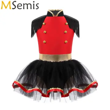 Red Marching Band Uniform Long Sleeve Tassels Coat Jacket Kids Halloween  Drum Major Costume Royal Guard Parade Fancy Dress Up