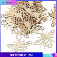 XU HOME ทำจากไม้ รูปร่างผึ้งน้อย สีล็อก ชิปไม้ขนาดเล็ก ศิลปะการตกแต่ง ลายการ์ตูน ศิลปะการตกแต่ง