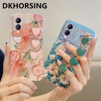 DKHORSING 2023เคสโทรศัพท์พิมพ์ลายสุดสร้างสรรค์สำหรับ VIVO Y17S Y27 5G เคสนิ่มเคสมือถือลายดอกไม้บลูเรย์หรูหรา Y17s พลอยเทียม VIVOY17S ปลอกซิลิโคนพร้อมสร้อยข้อมือรูปหัวใจ