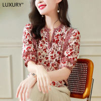 LUXURY Queen Fashionable Womens Blouse Summer 2023 New Small Man Western Style Light Luxury Age Reducing and Small Crowd Design Feeling and Temperament