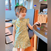 Girls Qipao Dress 2-6 Years Kids Chinese Style Cheongsam Summer Child Knot Button Ethnic Costumes For Holiday Dresses