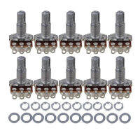 Knurled Split Shaft Guitar Potentiometers A500K18mm Shaft Guitar Bass Parts Pack of 10