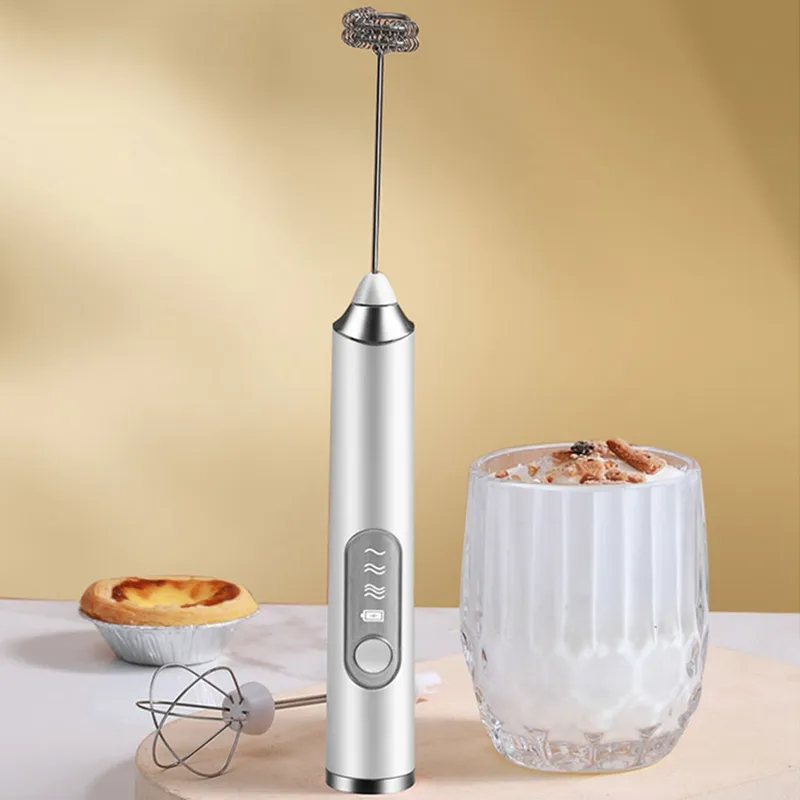 Electric Milk Frother Whisk Household Milk Shaker Mixer Foamer Food Bake  Blender White