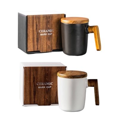 【High-end cups】แพคเกจของขวัญ Q0KF ด้ามไม้พร้อมฝาปิดคนรักถ้วยกาแฟใช้งานง่ายและทำความสะอาด