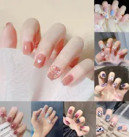 24 pieces of fake nails short diamonds fashionable ballet nail art removable fake nails with glue