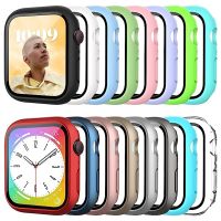 PC Cover For Apple Watch Case 44mm 40mm 38mm 42mm 41mm 45mm bumper+Tempered Glass Screen Protector iWatch series 8 7 6 5 4 3 se Cases Cases