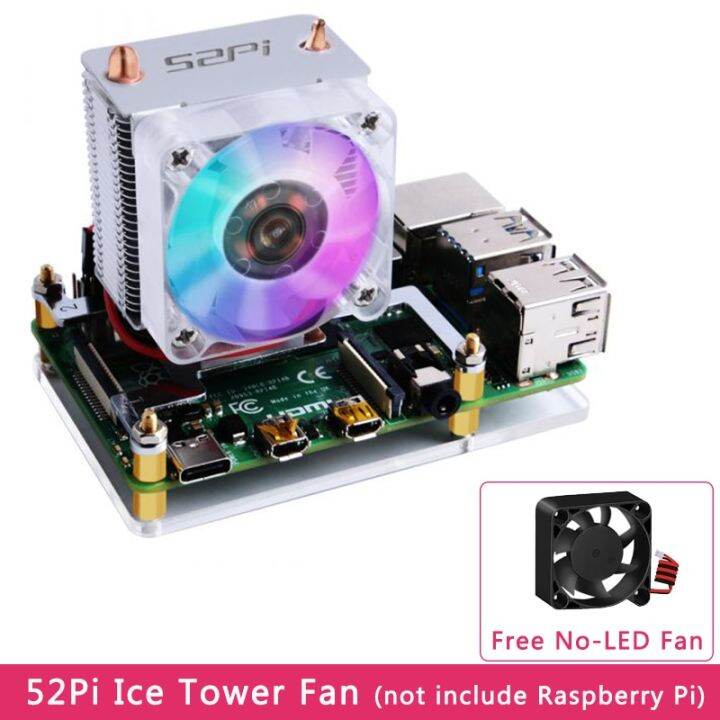 hot-sales-fuchijin77-พัดลมหอทำความเย็นน้ำแข็ง52pi-สำหรับ-raspberry-pi-4รุ่น-b-ท่อทำความเย็นทองแดงพร้อมกล่องอะคริลิกสำหรับ-raspberry-pi-4