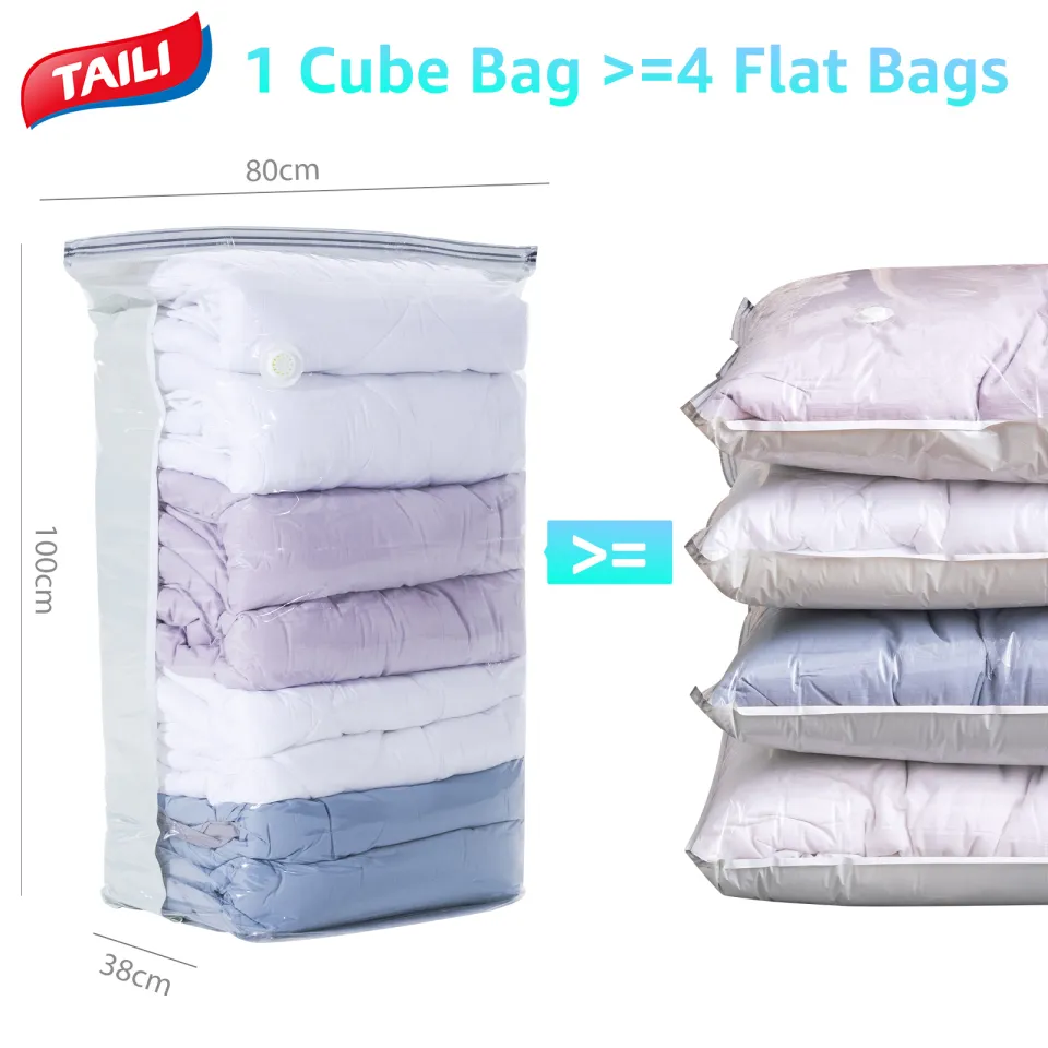 TAILI Jumbo Vacuum Storage Bags -5 Pack(3 x Jumbo,2x Large)- Compression  Storage Bags for Comforters and Blankets 