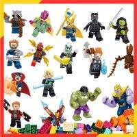 16PCS เลโก้มาร์เวลซูเปอร์ฮีโร่อเวนเจอร์ส Minifigures ชุดตัวต่อของเล่นของเล่นเลโก้บล็อกอาคาร Infinity War Steel Thanos Hulk รูปการกระทำอิฐอาคารของเล่นเด็กของเล่นสำหรับเด็กผู้ชายเด็กผู้หญิงใช้ได้กับทุกยี่ห้อ