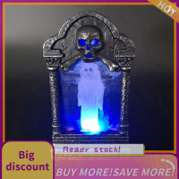 ?【Lowest price】Qearl ไฟหลุมฝังศพ LED ฮาโลวีนเรืองแสงตกแต่งบ้านฮาโลวีนจำลองย้อนยุคฟักทองกะโหลกศีรษะตกแต่งฮาโลวีน