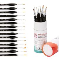 Professional 15pcs Detail Paint Brush Set Nylon Miniature Hook Line Pen Oil Painting Acrylic Tiny Hand Painted Art Wooden Handle