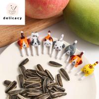 DELICACY ช้อนส้อม 7 ชิ้น/เซ็ต สัตว์ เค้ก อาหารว่าง ตกแต่งงานปาร์ตี้ สำหรับเด็ก เด็ก เลือกอาหาร เครื่องใช้บนโต๊ะอาหาร ส้อมจิ้มผลไม้ ขนมหวาน