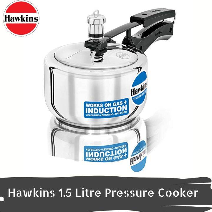 Hawkins 1.5 Litre Pressure Cooker, Stainless Steel Cooker, Induction
