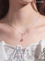 ? ornaments jewelry เครื่องประดับอัญมณี เงินสเตอร์ลิงระดับไฮเอนด์ลูกแมวสตรอเบอร์รี่คริสตัลสร้อยคอผู้หญิงหรูหราช่องสุทธิสีแดงย้ายตัวอักษรกระดูกไหปลาร้าโซ่อินเทรนด์จี้ดอ