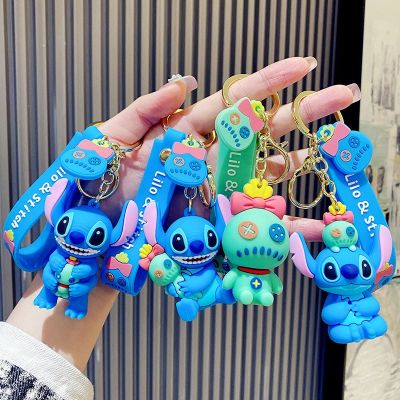 disney Lilo and Stitch Scrump Cartoon Anime Pendant pvc Keychain Holder Car Keyring Mobile Phone Bag Hanging Jewelry Kids Gifts Key Chains