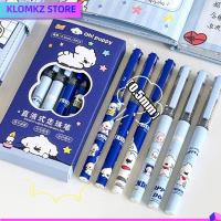 KLOMKZ 6Pcs หมึกสีดำ ปากกาเจล 0.5มม. เครื่องมือสำหรับเขียน ปากกามาร์กเกอร์ แบบพกพาได้ ประเภทดึงหมวก ปากกาที่เป็นกลาง โรงเรียนในโรงเรียน