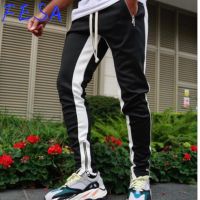 FESA 5 Color Men Casual Jogger Pants With Side Zipper Workout Sports Sweatpants Gym Sukan