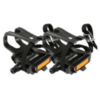 Bike Pedals with Toe Clip and Straps Bicycles Pedals for Indoor Stationary Bike