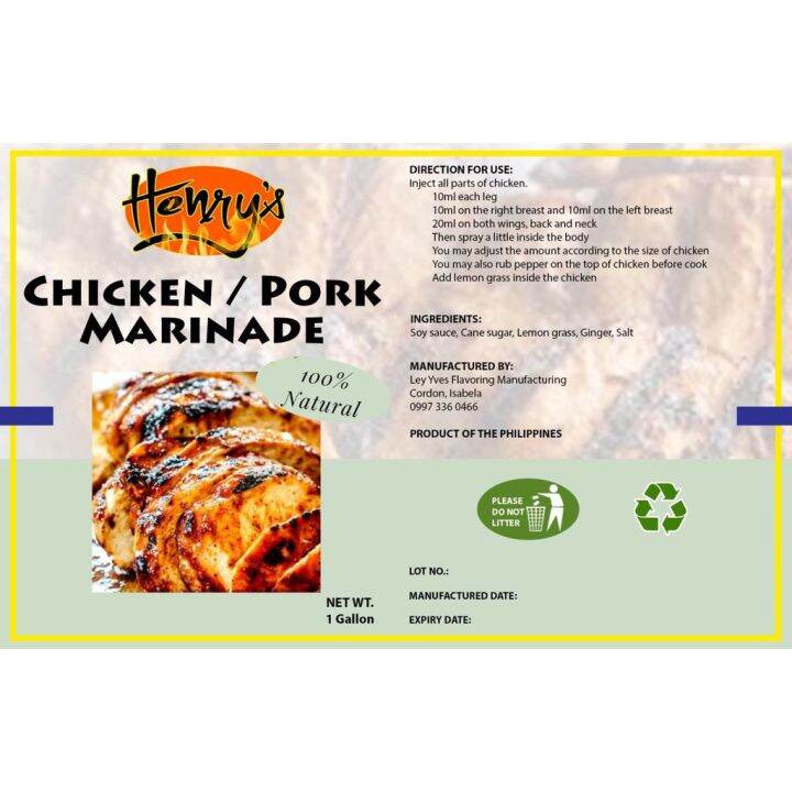 Henry's Chicken Marinade 1 galon⚘ | Lazada PH