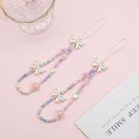 Cute bow tie accessories phone lanyard short women creative colorful bead chain phone case hanging chain resin versatile durable daily decoration brilliant