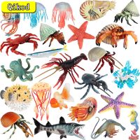 Cosetteme 2022 Simulation Sea Life Models Animal Figurine Squid Octopu Crab Jellyfish Action Figures Collection Decorate Toys for Children