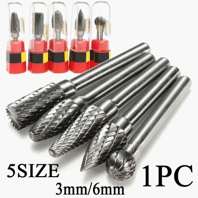 HH-DDPJ1pc 1/4 3mm 6mm Tungsten Steel Carbide Burr Cutter Rotary Tool Burr Double Diamond Cut Rotary Polishing Tools