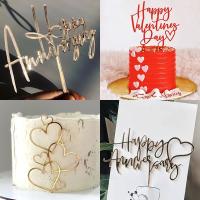 【CW】✁  Happy Birthday Gold Wedding Toppers ValentineS Day Dessert Decoration