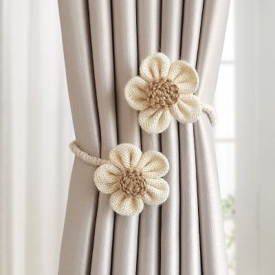 Creative Decorative Magnetic Curtain Buckle Clips Tie Backs Rope Tiebacks A Pair High-grade Room Cute Flower Curtain Accessories