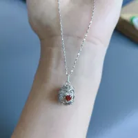 Personality Cute Egg Delicate Zircon Love Red Zircon Cute Hollow out Bird Cage Silver Gawu Box Pendant Necklace PA6O