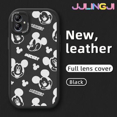 Jlingji เคส M04 F04 A04E ปลอกสำหรับ Samsung A04กระแสแฟชั่นลายมิกกี้เมาส์ใหม่ดีไซน์ใหม่โทรศัพท์ดีไซน์ด้านข้างกล้องฝาปิดเลนส์นุ่มหนังบางเคสป้องกันกรอบกันกระแทก