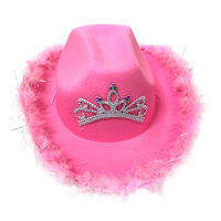 Women Girl Cowgirl Hat Crown Inlaid Holiday Felt Stage Performance Party Cosplay Western Style Costume Apparel Accessories Solid