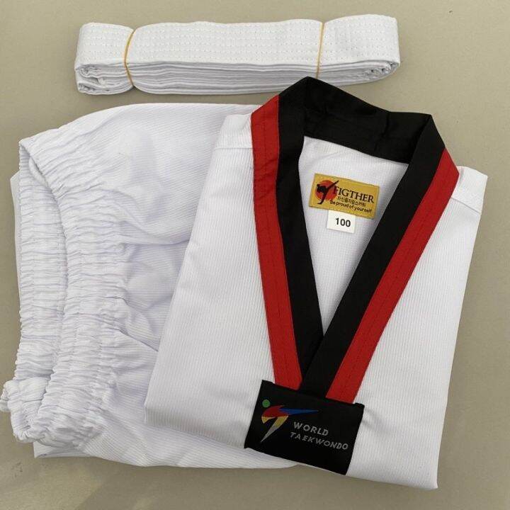 taekwondo-uniform-เบอร์90-190-ชุดเทควันโด-ผ้านอก-ชุดเทควันโดเด็ก-ชุดเทควันโดผู้ใหญ่-ชุดเทควันโดแถมสายขาว-ชุดเทควันโด้