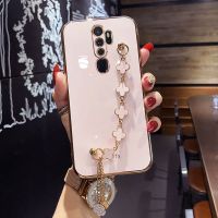 Maitus เคส2020 A5สำหรับ OPPO A9 2020 /Oppo มีสี่สร้อยข้อมือโคลเวอร์กรอบสี่เหลี่ยมเคลือบ6D เงากรอบด้านหลังป้องกันซิลิโคนเคสมือถือ