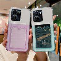 [HOT P] เคสโปร่งใสไล่ระดับสีที่ใส่บัตรนุ่มชัดเจนสำหรับ VIVO Y55 Y22 Y22S Y35 Y16 Y15S Y02S เกราะฝาครอบกันกระแทก Y21สี่มุม