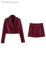 ▪☎♨ gsgw Blazer cortado de manga comprida feminino casaco vintage casacos chiques moda feminina outono novo 2022