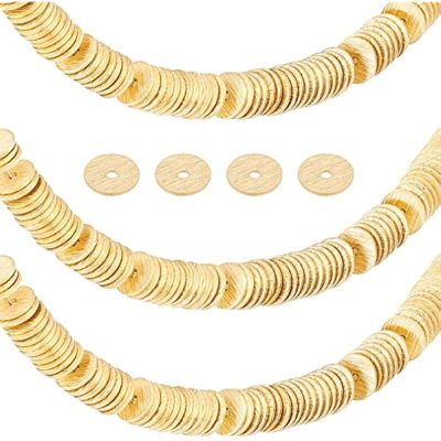 ❖✤ 300pcs Heishi Disc Beads 6mm Brass Loose Beads Golden Rondelle Spacer Beads Long-Lasting Beads Round Jewelry Beads Hole 1.2mm