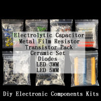 【2023】Diy Electronic Components Kits Metal Film Resistor Assortment Kit Led Diodes Electrolytic Capacitor Ceramic Set Transistor Pack