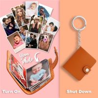 【CW】▣◐  Personalized Leather Photo Alum Keychain Custom 12PCS Photos Jewelry