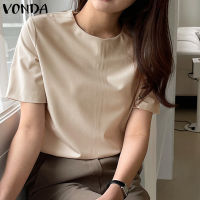 Fancystyle VONDA ผู้หญิงแฟชั่นคอปกเสื้อธรรมดาเสื้อสวมหัวแขนสั้นหลวมง่าย