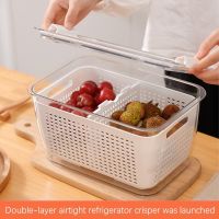 CW Kitchen vegetable and fruit storage box refrigerator fresh-keeping box sealed jar plastic independent drain basket food storage