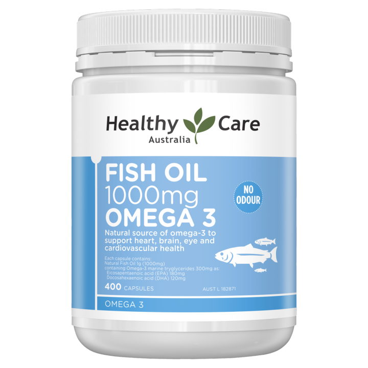 Healthy Care Fish Oil Omega 3 1000mcg 400 Capsules For Heart, Brain, Cardiovascular, Nervous