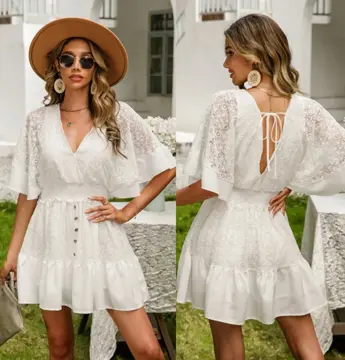 Casual white dresses hot sale with sleeves