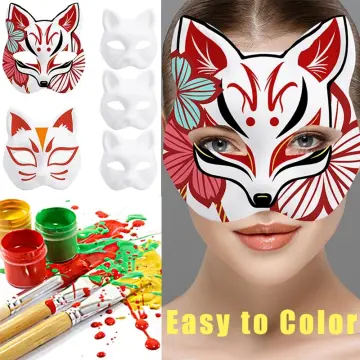5 Pcs white paper masks to decorate Blank Masks Decorate Half Face Cat Japan
