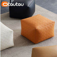 OTAUTAU F AUX หนังสแควร์ลายสก๊อต Pouf ออตโตมันอุจจาระประตูด้านข้างพักเท้าที่วางเท้าชั้นที่นั่ง Beanbag ฟูกกับฟิลเลอร์ JD012