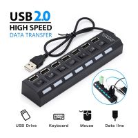 USB 2.0 HUB Combo Splitter 7 Port Switch High Speed ON/ OFF (Black/White)