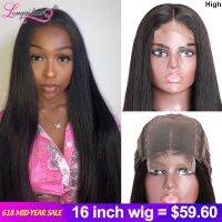 Longqi Hair 4x4 Closure Wig Brazilian Straight Lace Front Human Hair Wigs Natural Remy Lace Closure Wigs Gift ของขวัญ