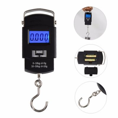 Portable Weight Balanza Scales LCD Screen Backlight Digital Scale Hanging Hook Electronic Handle Pocket Luggage Scale 50KG/5g Luggage Scales