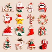 【YF】✾  10pcs Enamel Charms Noel Star Hats Claus Pendants for Diy Jewelry Making Necklace Earring Accessories