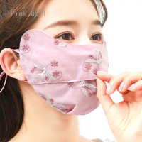 Masker Bersepeda ตุ๊กตาไหมพรมสีชมพูสำหรับใบหน้าของผู้หญิงหน้ากากลูกไม้ปรับได้ระบายอากาศได้ดีกันยูวีสามารถใช้ซ้ำได้